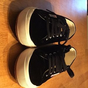 Superga Black Velvet Sneakers Size 8 1/2 worn once